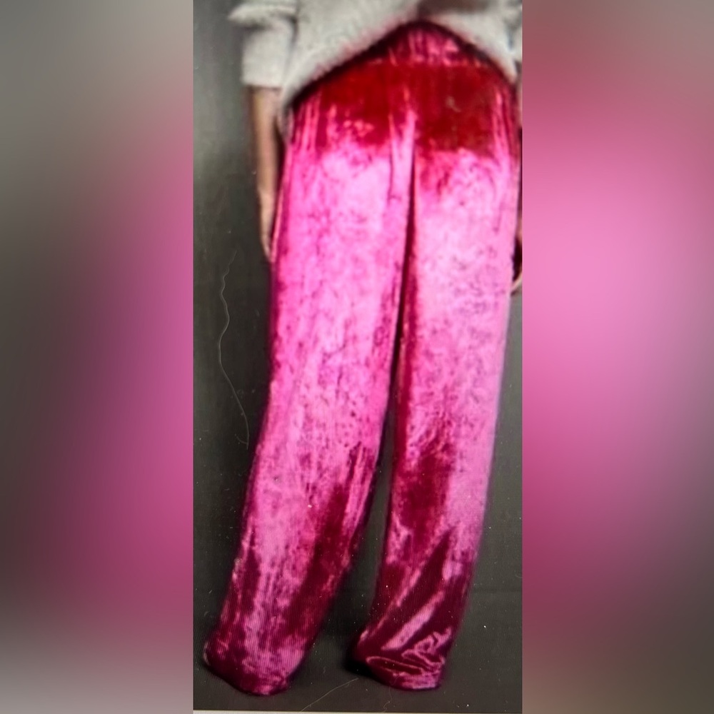 Anthropologie, New, Maeve Anastasia Pink Wide Leg Velvet Pants, Size X-Large